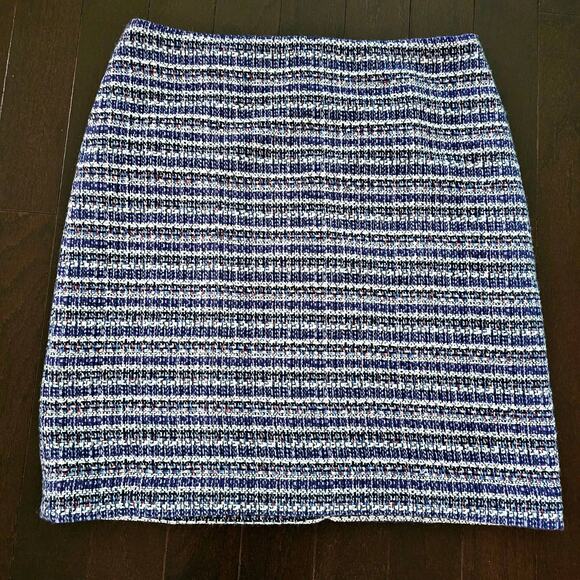 A-LINE SWEATER SKIRT - TWEED talbots Blue White Size 8 - Picture 1 of 11